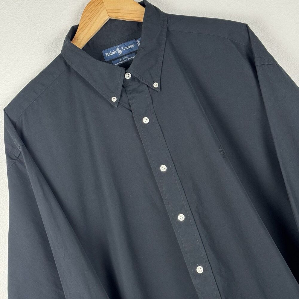 Polo Ralph Lauren Mens XXL Black Blake Button Up Shirt Black Pony Preppy